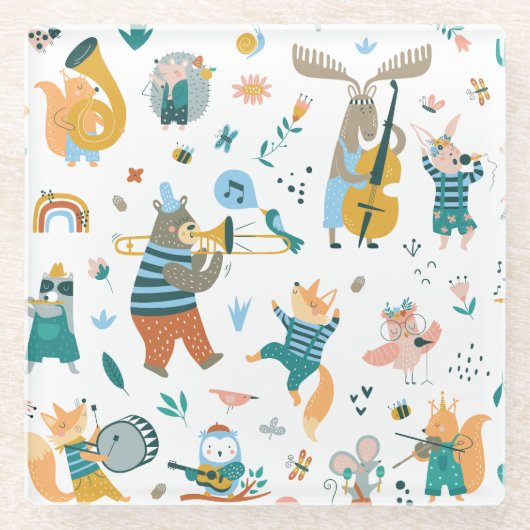 Forest Music Band Glazen Onderzetter (Voorkant)