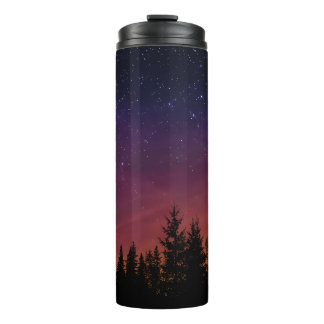 Forest Night Sky Nature with Starry Woodland Scene Thermosbeker