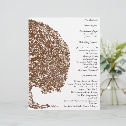 Forest Oak Tree Wedding Programme (Staand voorkant)