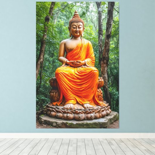 Forest of Calm: The Buddha's Sanctuary Canvas Afdruk (Insitu (Houten vloer))