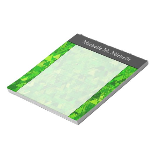 "Forest" of Green Triangle Shapes Pattern + Name Notitieblok (Gedraaid)