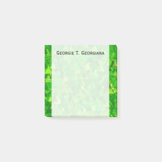 "Forest" of Green Triangle Shapes Pattern + Name Post-it® Notes (Voorkant)