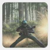 Forest Paintball Battle Vierkante Sticker (Voorkant)