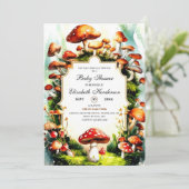 Forest Pastel Mushroom Baby shower Kaart (Staand voorkant)