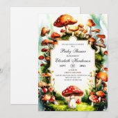 Forest Pastel Mushroom Baby shower Kaart (Voorkant / Achterkant)