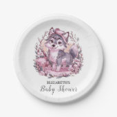 Forest Pastel Wolf Baby shower Papieren Bordje (Voorkant)