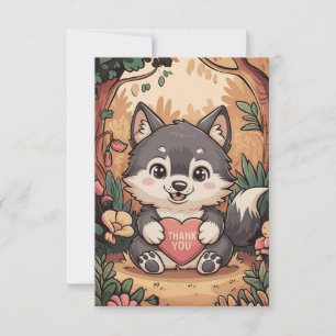 Forest Pastel Wolf Bedankkaart