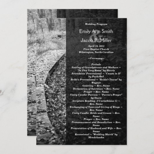Forest Path Wedding Program Programma (Voorkant / Achterkant)