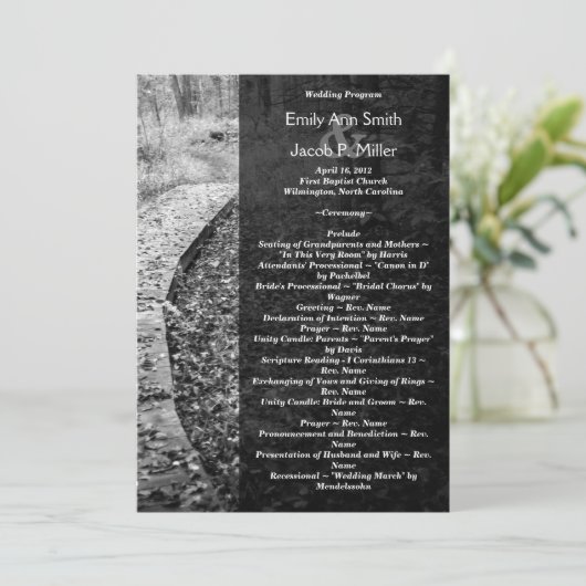 Forest Path Wedding Program Programma (Staand voorkant)