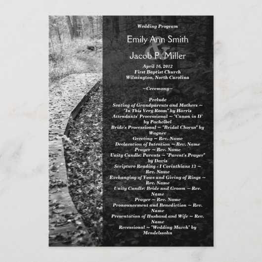 Forest Path Wedding Program Programma (Voorkant)