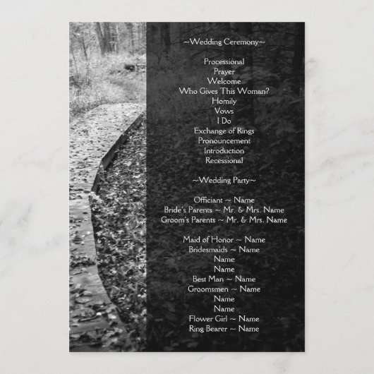 Forest Path Wedding Program Programma (Achterkant)