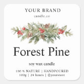 Forest Pine kerstkaars Vierkante Sticker (Voorkant)