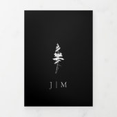 Forest Pine Tree Black Moderne bruiloft Drieluik Kaart (Cover)