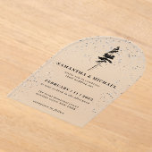 Forest Pine Tree Winter Wedding Acryl Uitnodigingen (Laagn)