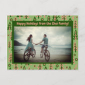 Forest Pine Trees Moon Stars CUSTOM FOTO Holiday Briefkaart (Voorkant)