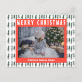 Forest Pine Trees Waterverf CUSTOM PHOTO Holiday Briefkaart (Voorkant)