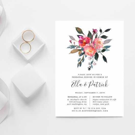 Forest Posy Rehearsal Dinner Invitation Kaart