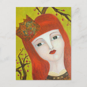 Forest Queen. Kunstschilderij van sprookjesmeisje Briefkaart