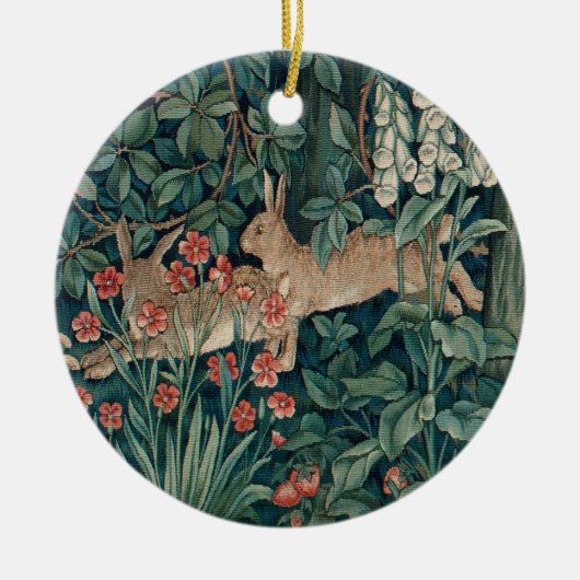 Forest Rabbits Tapestry Keramisch Ornament (Voorkant)