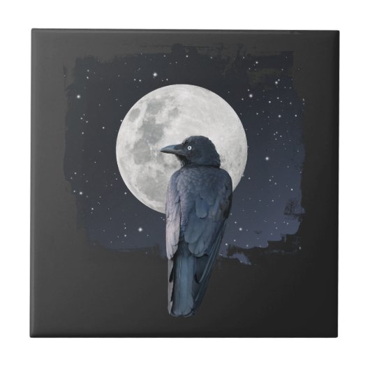 Forest Raven Cold Moon Tegeltje (Voorkant)