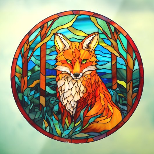Forest Red Fox Faux Glas in lood Raamsticker (Vel 3)