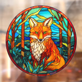 Forest Red Fox Faux Glas in lood Raamsticker (Vel 2)