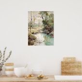 Forest River Waterverf schilderij Poster (Keuken)