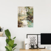 Forest River Waterverf schilderij Poster (Thuiskantoor)