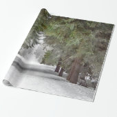 Forest Road Snow Pine Trees Foto Cadeaupapier (Uitgerold)