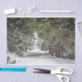 Forest Road Snow Pine Trees Foto Tissuepapier (Craft)