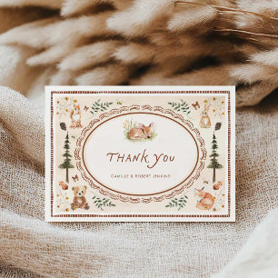 Forest Rustic Baby shower Dank u kaart