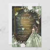 Forest Sage Green Princess Quinceañera Kaart (Voorkant)