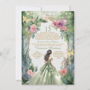 Forest Sage Green Princess Spaans 15 Mis Quince Kaart
