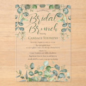 Forest Sage Green Seeed Eucalyptus Vrijgezellenfee Acryl Uitnodigingen (Voorkant)