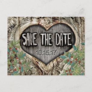 Forest Save the Date Heart Knot in de kofferbak Aankondigingskaart