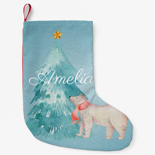 Forest Scene Personalized Kleine Kerstsok (Voorkant)