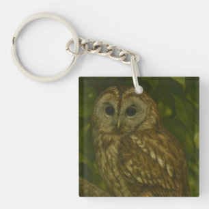 Forest Sentinel - Tawny Owl Wildlife Art Sleutelhanger