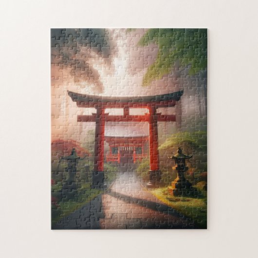 Forest Shrine Gate – Zen Landscape Puzzle (Vertical)