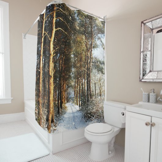 Forest Snow Scene Scrum Douchegordijn (In situ)