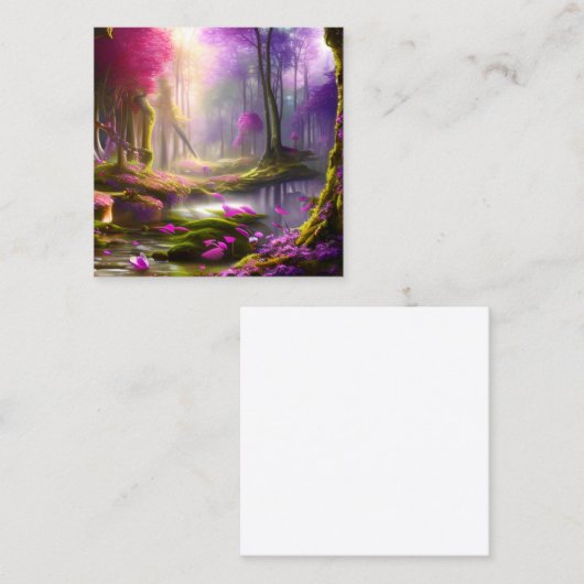 Forest Spring Magic Sparkle Fantasy Vierkante Visitekaartje (Voorkant / Achterkant)
