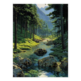 Forest Stream Perfect Poster