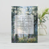 Forest String Lights Floral Rustic Wedding Photo Kaart (Staand voorkant)