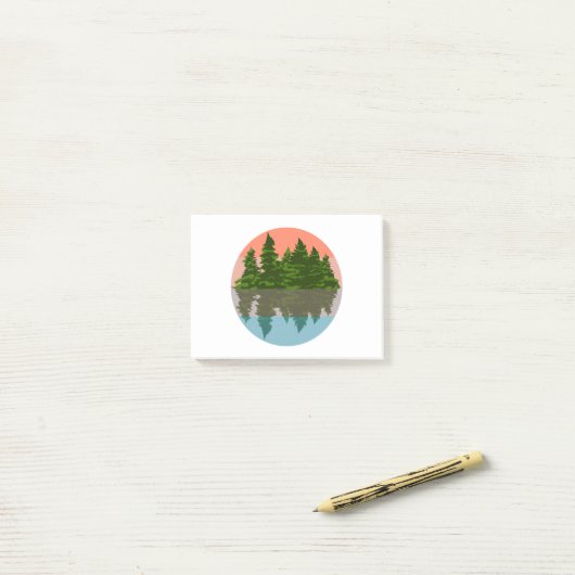 Forest Sunset Natuur Pine Trees Post-it® Notes (Op bureau)