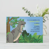 Forest T- Rex Dinosaur Invitation Kaart (Staand voorkant)
