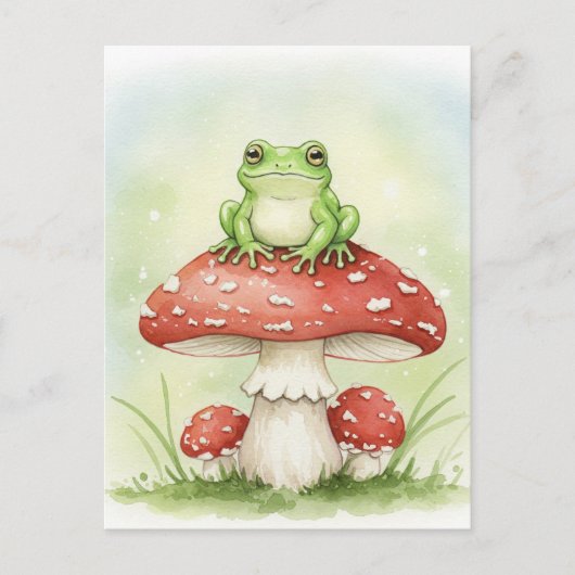 Forest Throne Frog Mushroom Briefkaart Postcrossin (Voorkant)