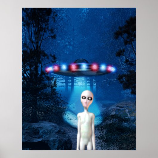 Forest UFO Close Encounter Poster (Voorkant)