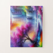 Forest Waterfall AI Gegenereerd Abstract Schildere Legpuzzel (Verticaal)