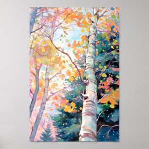 Forest Waterverf schilderij Art Print
