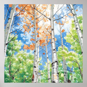 Forest Waterverf schilderij Art Print