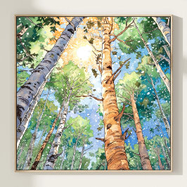 Forest Waterverf schilderij Art Print